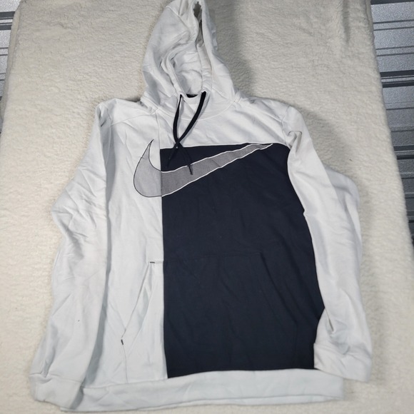 Nike Other - Nike Dri-FIT Hoodie Mens Large White Black Oversized Swoosh CJ6683-100